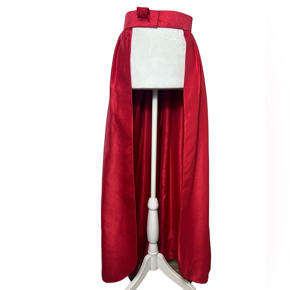 Handmade Red Full-Length Maxi Skirt – Bow or Belt Ready
